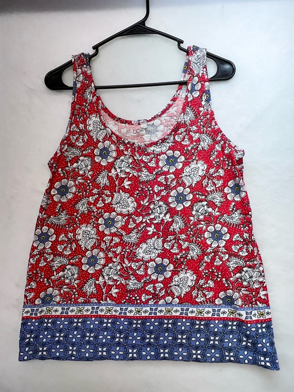 Red, White and Blue Floral Loft Tank- Medium